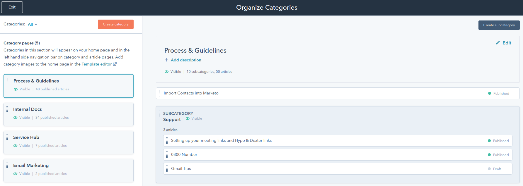 Using Categories in Knowledge Base